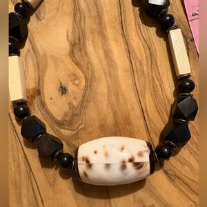 Black Obsidian and shell necklace